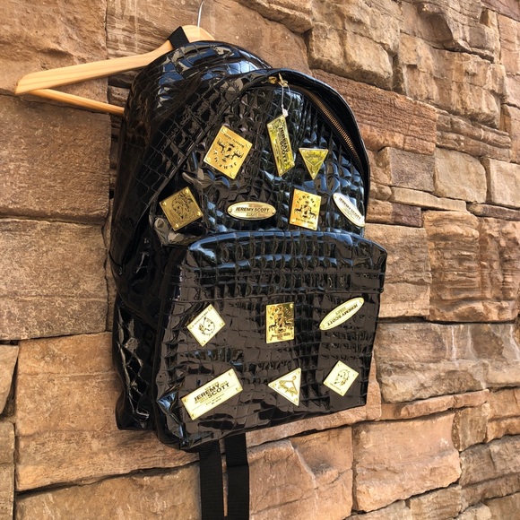 Jeremy Scott Handbags - JEREMY SCOTT Faux-Crocodile Hardware Stud Backpack